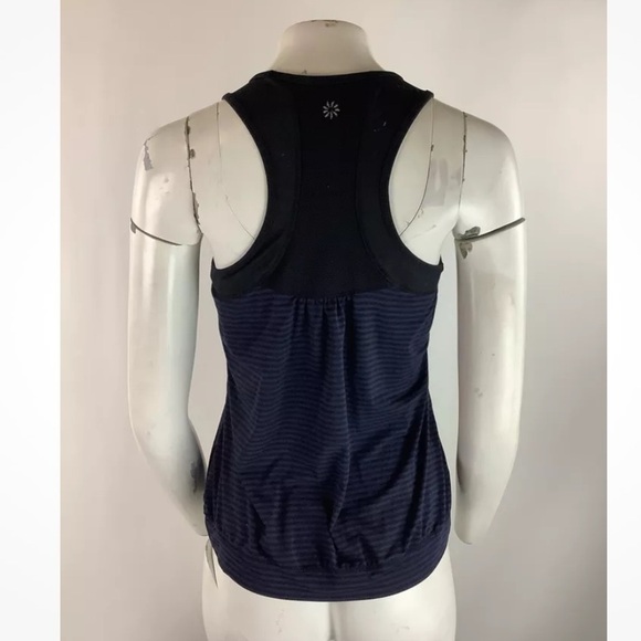 Athleta Sz S Bra Shelf Racerback Tank Top Blue Polyester Spandex Striped - Picture 4 of 6